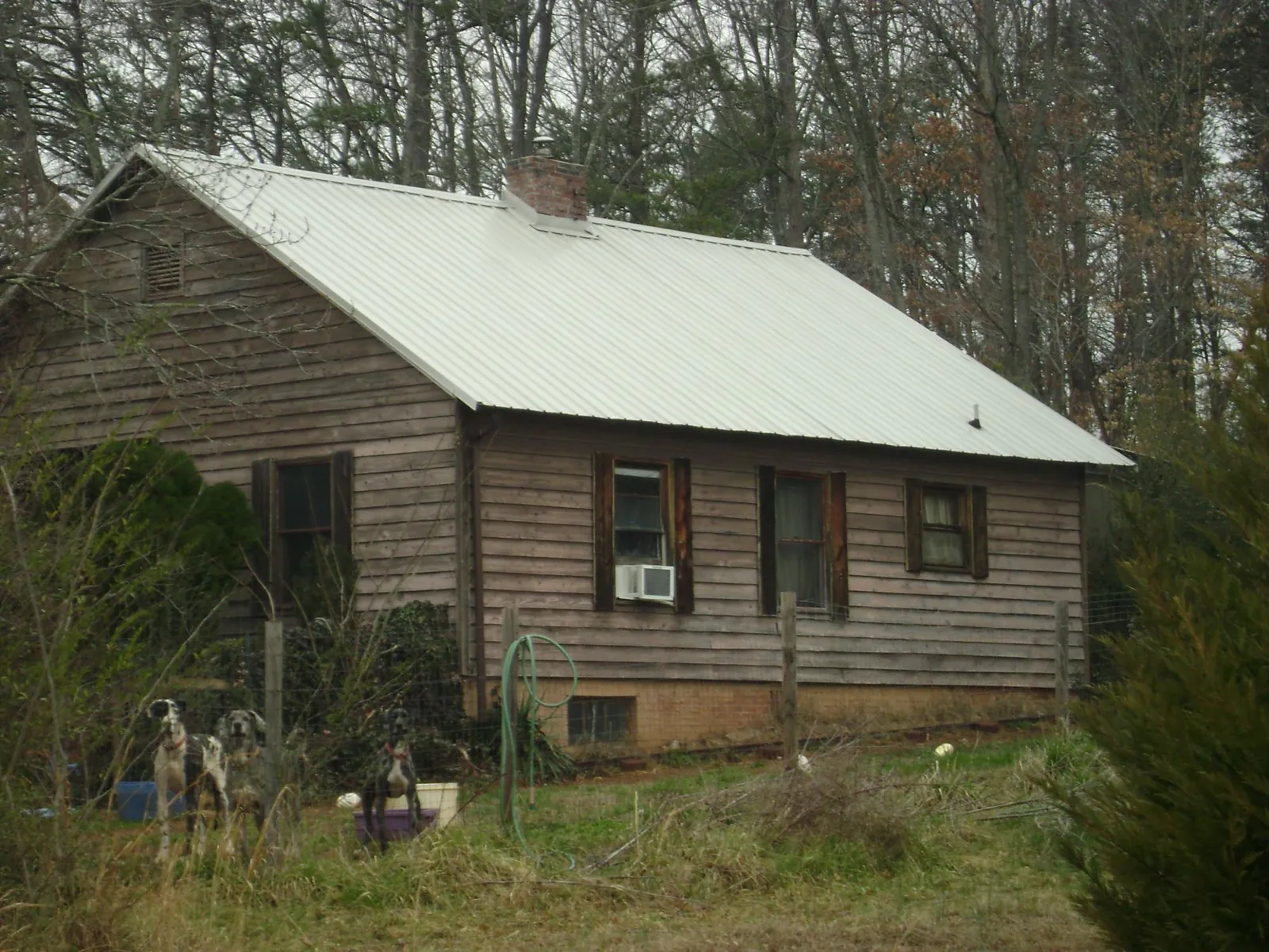 White metal roof on an old wood sided farmhouse, from a Asphalt Shingle Roof Repair job in Baldwinsville